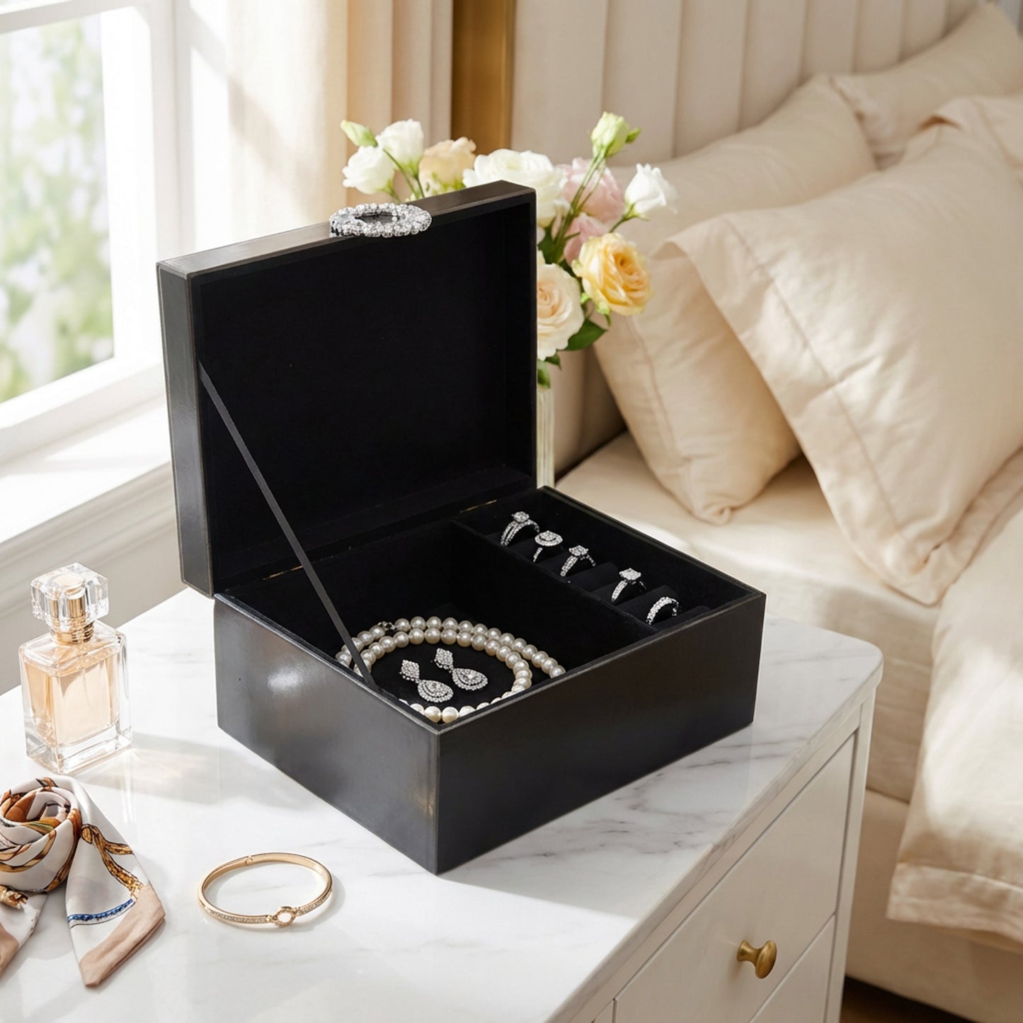 Jewellery Box with Ring Design Black