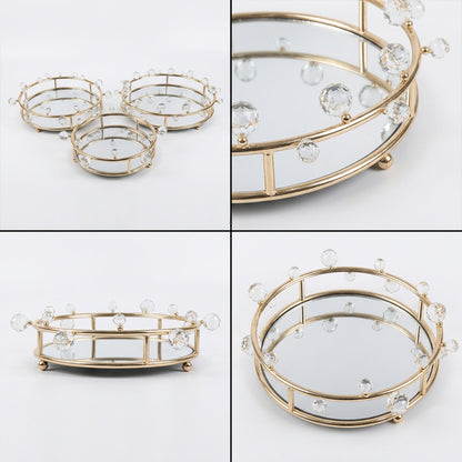 3 Piece Mirror Tray Set Gold
