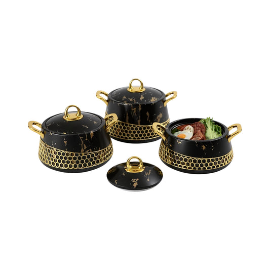 Kitchen Life 3 Piece Stainless Steel Hot Pot Set Black & Gold