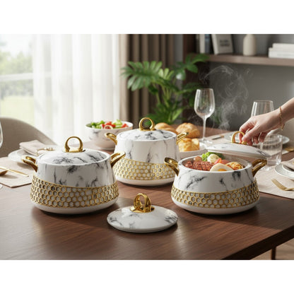 Kitchen Life 3 Piece Stainless Steel Hot Pot Set Marble