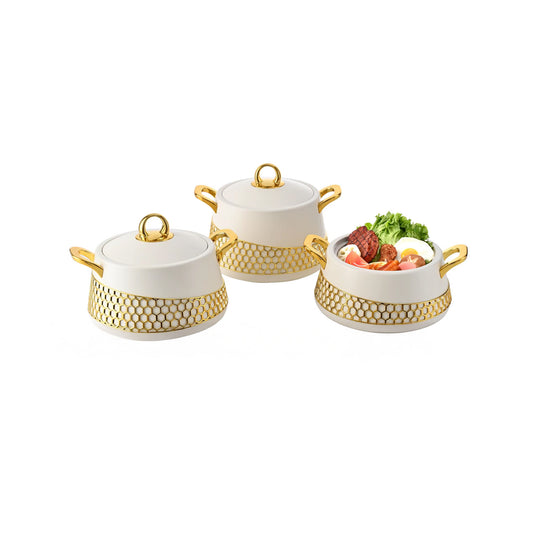 Kitchen Life 3 Piece Stainless Steel Hot Pot Set White & Gold