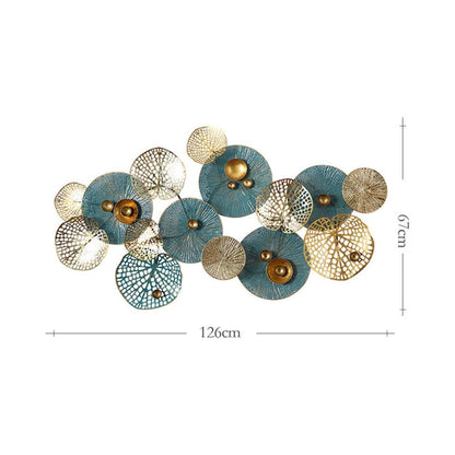 Urban Decor Modern Lotus Leaf Style Hanging Wall Decor Blue & Gold