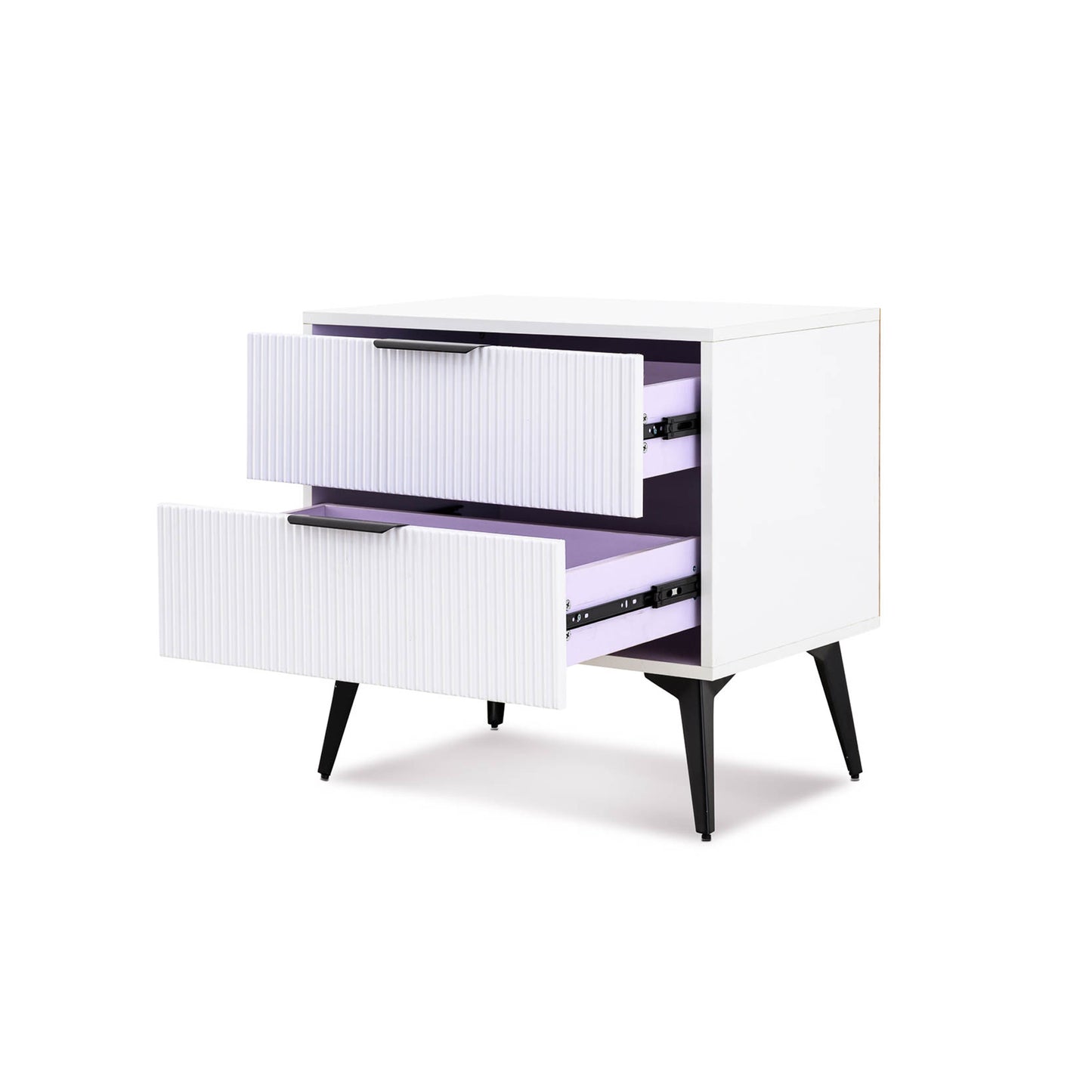 Modern 2 Drawer Nightstand White