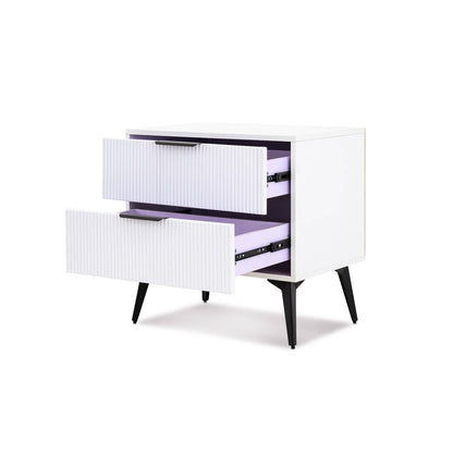 Modern 2 Drawer Nightstand White