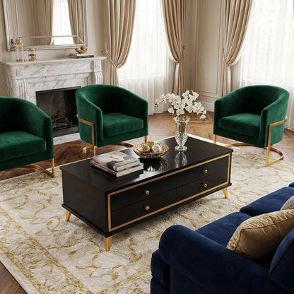 Modern 4 Drawer Coffee Table Black & Gold