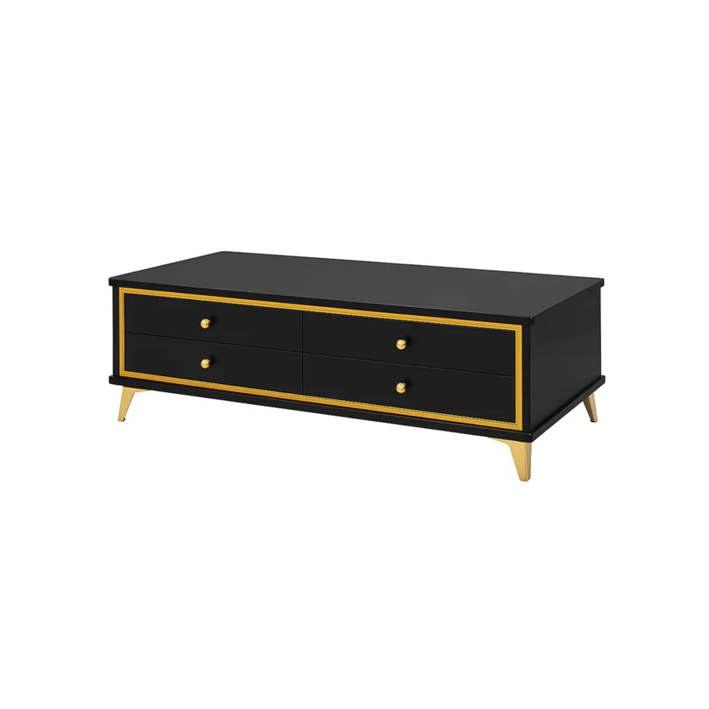 Modern 4 Drawer Coffee Table Black & Gold