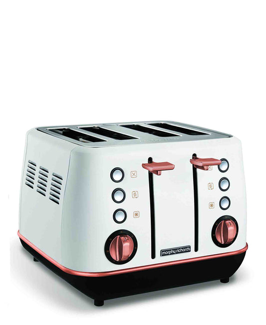 Morphy Richards Evoke 4 Slice Toaster - White & Rose Gold