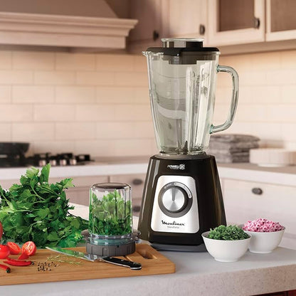 Moulinex 800W Blendforce Blender with Glass Jar & Grinder Black & Silver