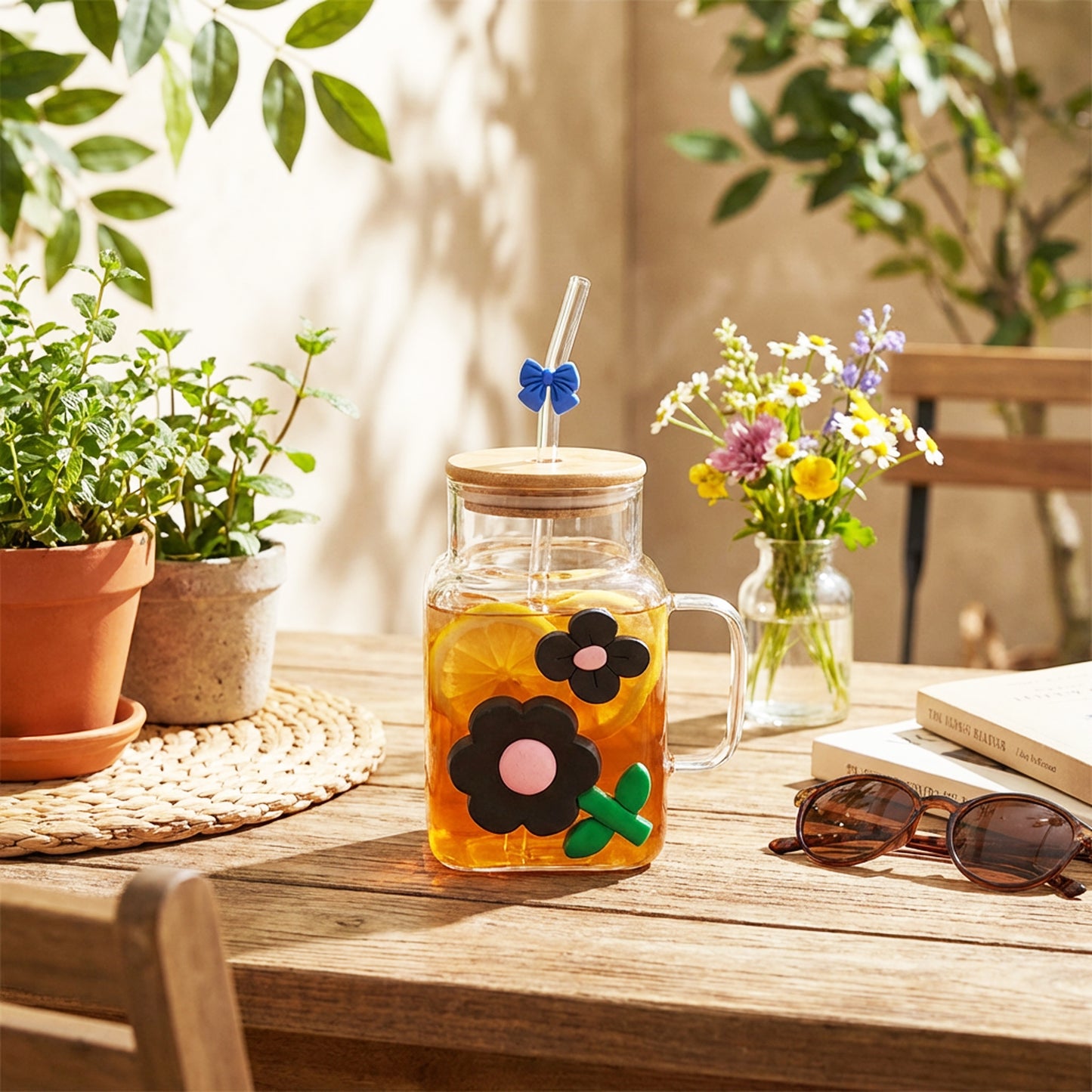 Mug with Flower Design Black
