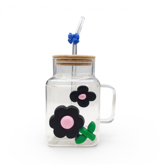 Mug with Flower Design Black