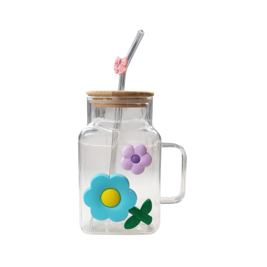 Mug with Flower Design Blue & Purple