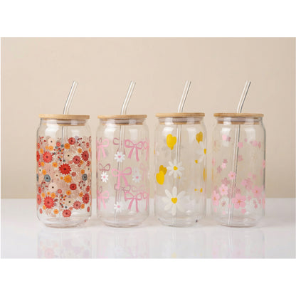 4 Piece 500ml Patterned Glass Tumbler Set Clear