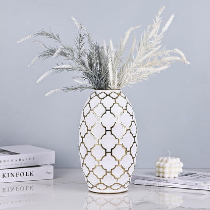 Urban Decor 41cm Ginger Jar with Lid Gold & White