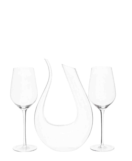 Kitchen Life Prague Decanter & 2 Wine Glasses Set - Clear