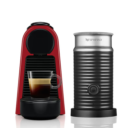 Nespresso Mini Essenza Bundle Automatic Espresso Machine with Aeroccino Milk Frother Ruby Red