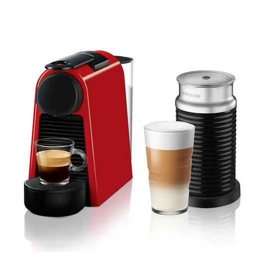 Nespresso Mini Essenza Bundle Automatic Espresso Machine with Aeroccino Milk Frother Ruby Red