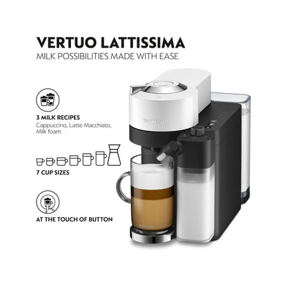 Nespresso Vertuo Lattissima Coffee Machine White + FREE Nespresso Travel Mug