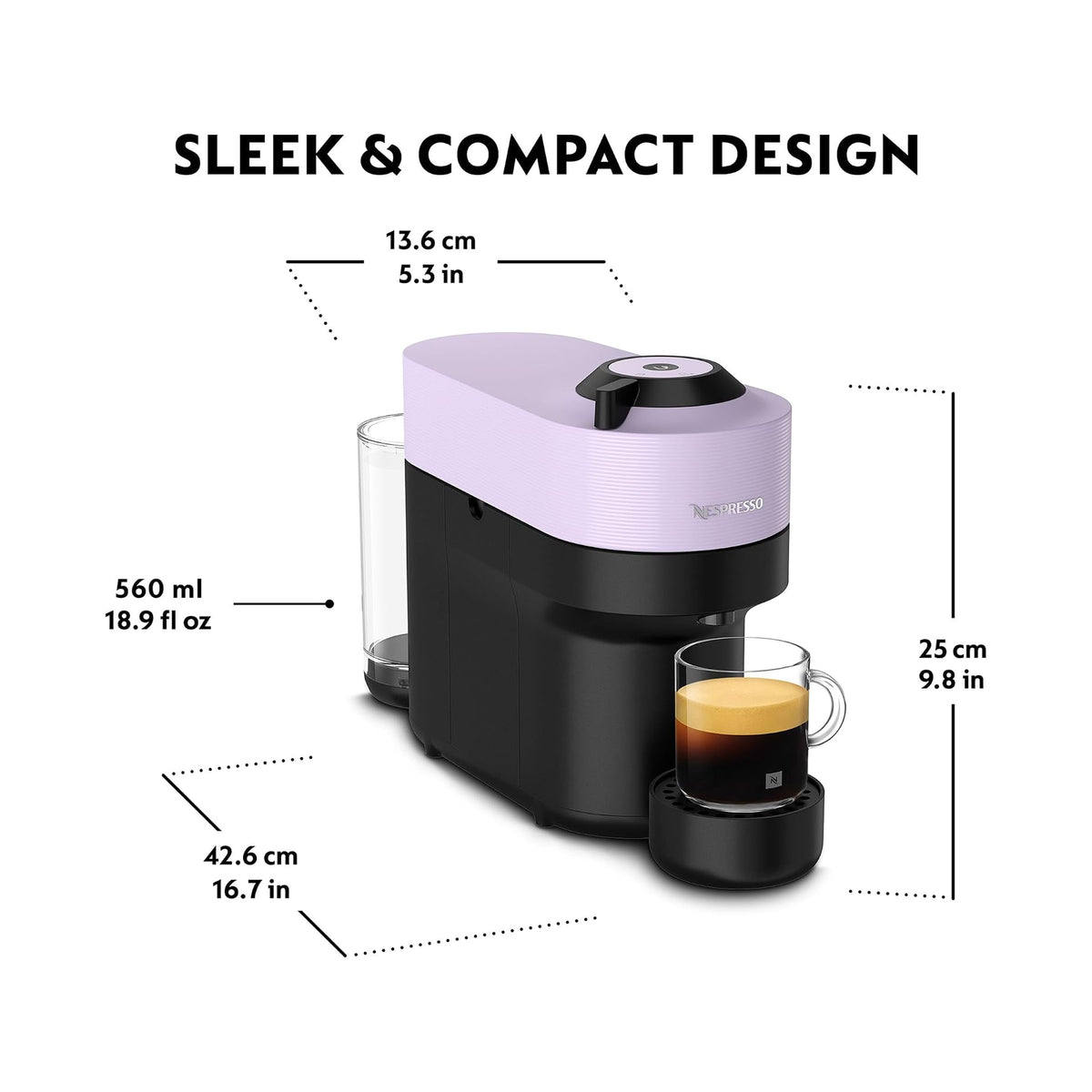 Nespresso Vertuo Pop Coffee Machine Lilac + FREE Nespresso Mug