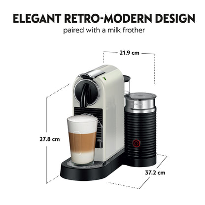 Nespresso Citiz Automatic Espresso Machine With Aeroccino Milk Frother White + FREE Nespresso Towel