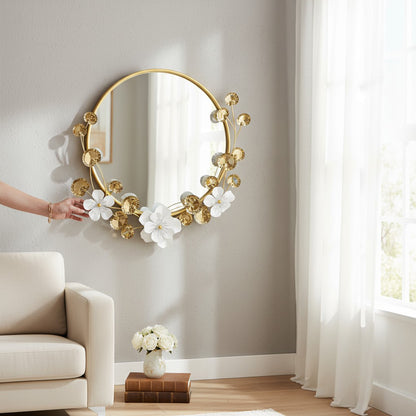 Urban Decor Lily Design Mirror Gold & White