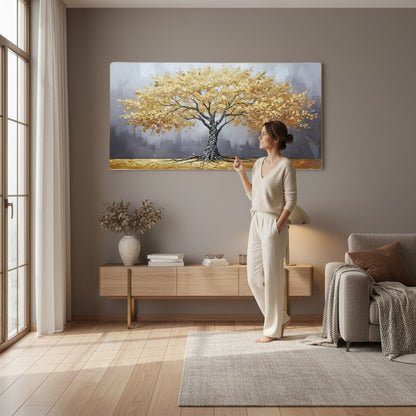 Golden Tree Painting Multicoloured