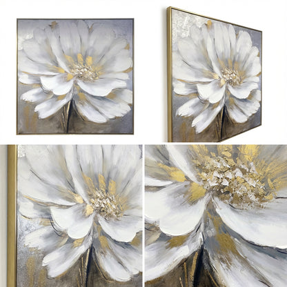 100 x 100cm Flower Design Frame White & Gold
