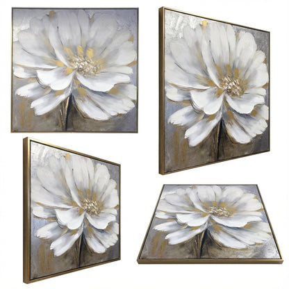 100 x 100cm Flower Design Frame White & Gold