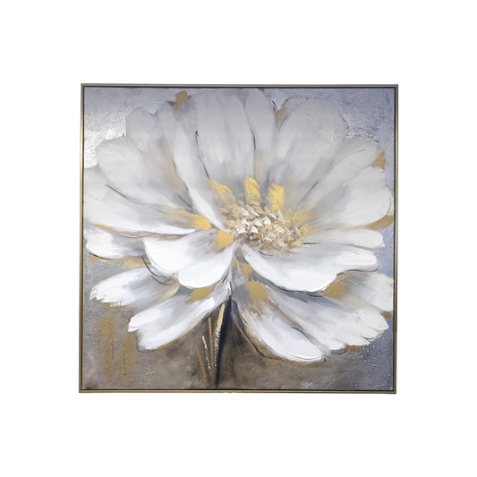 100 x 100cm Flower Design Frame White & Gold
