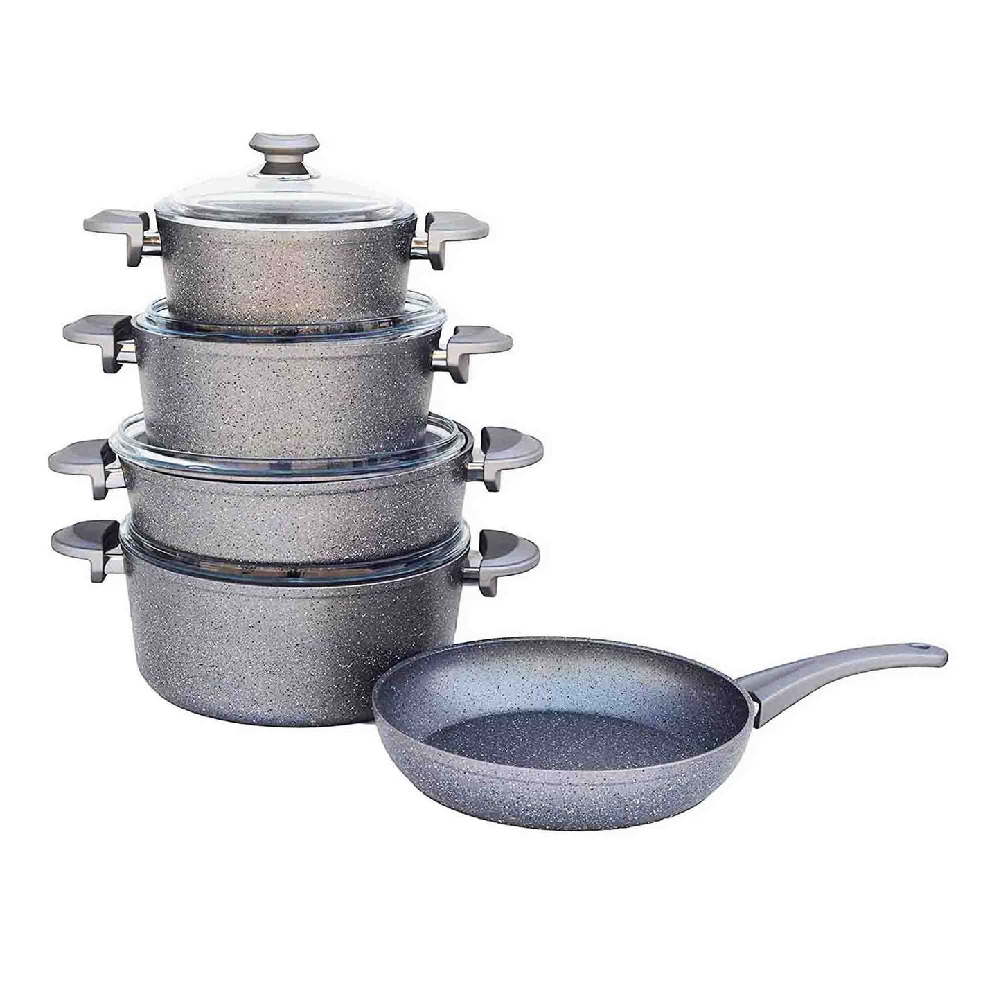 OMS 9 Piece Cookware Set Grey