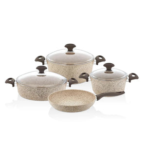 OMS 7 Piece Granite Cookware Pot Set Sand Beige