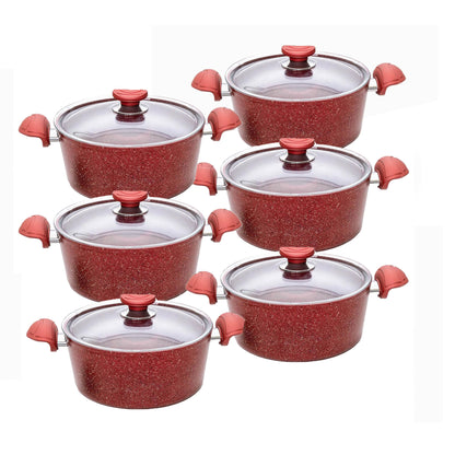 OMS 12 Piece Deep Casserole Set Red