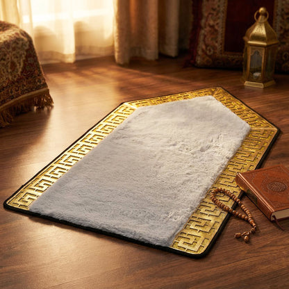 70 x 130cm Musallah Light Grey & Gold