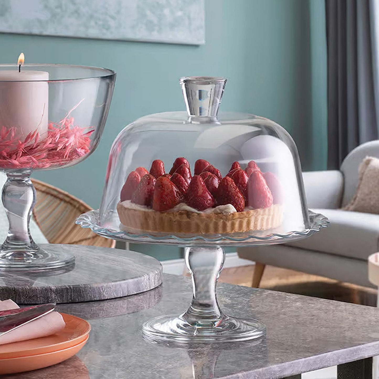 Pasabahce Petite Patisserie Cake Stand with Dome Clear