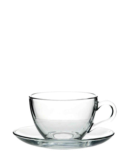 Pasabahce Basic 12 Piece Cup & Saucer Set - Clear