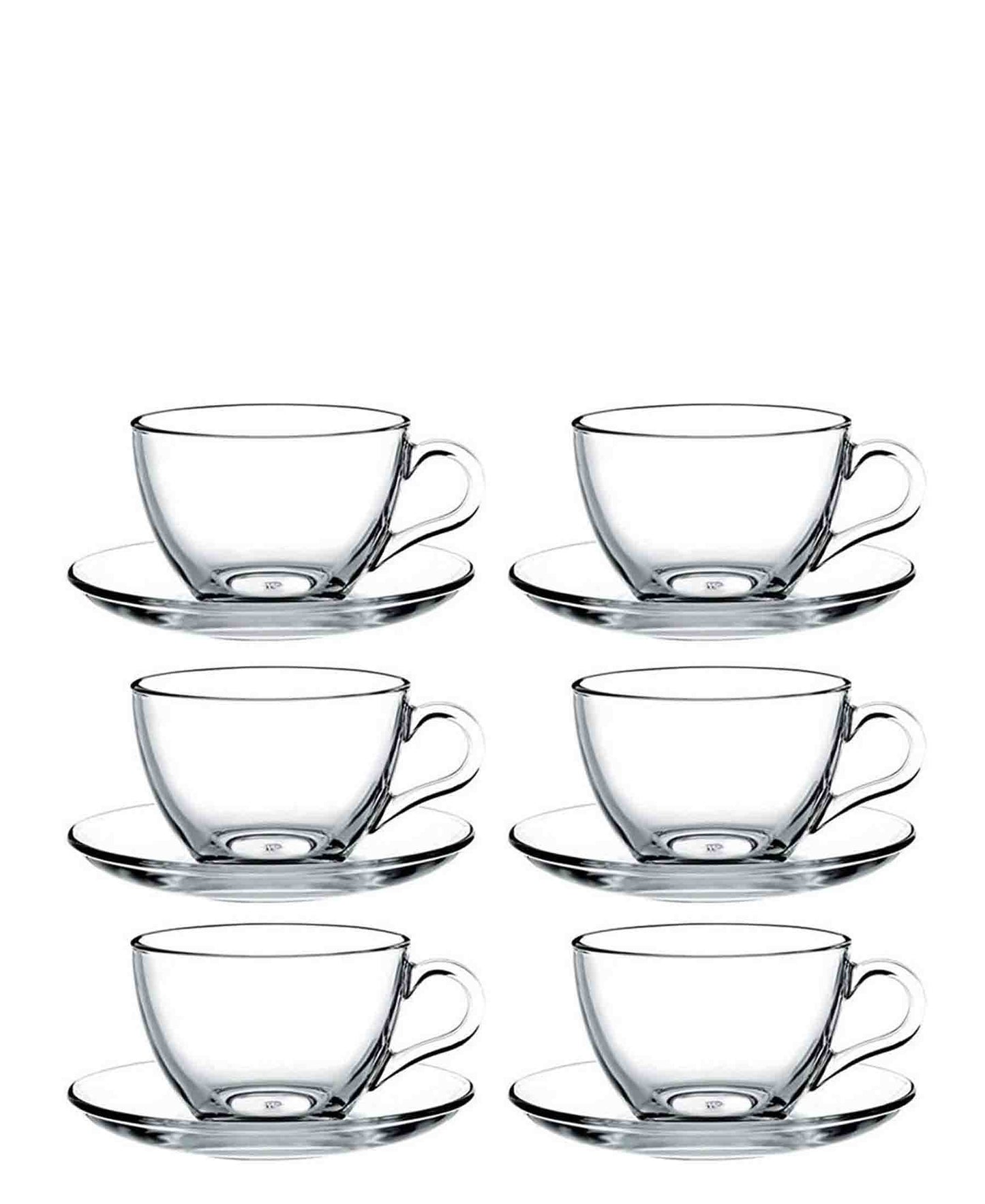 Pasabahce Basic 12 Piece Cup & Saucer Set - Clear