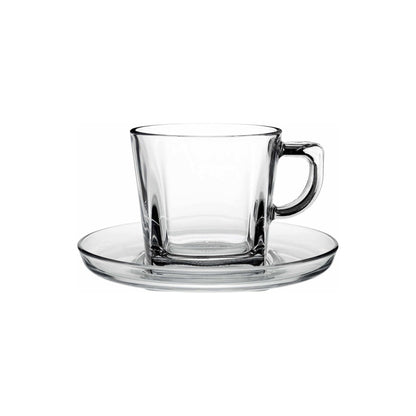 Pasabahce 6 Piece Carre Teacup & Saucer Set Clear