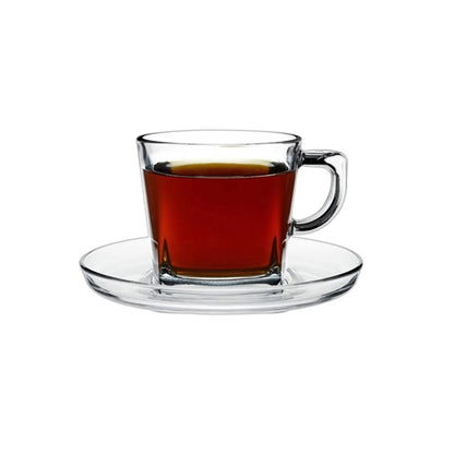 Pasabahce 6 Piece Carre Teacup & Saucer Set Clear