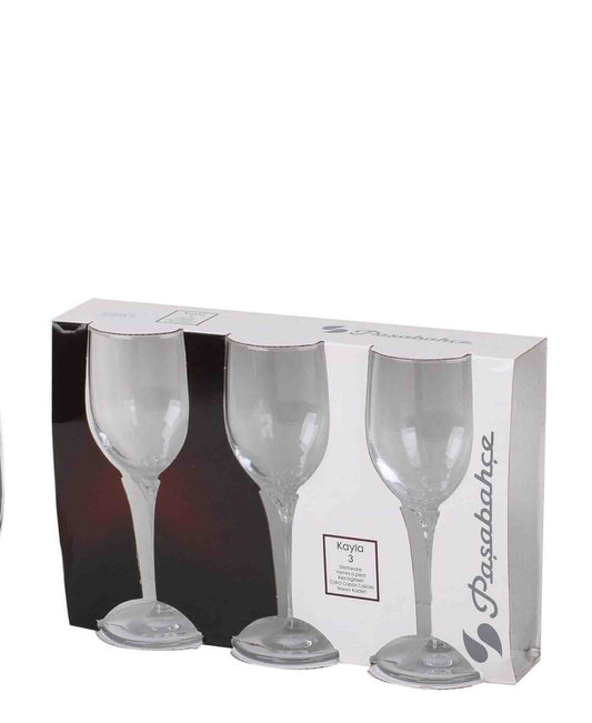 Pasabahce 3 Piece Kayla Wine Glass Set - Clear