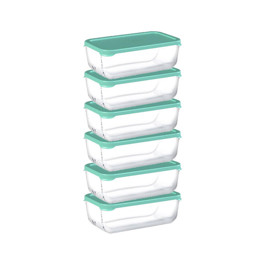 Pasabahce Snowbox 1.2Lt  Rectangular Bowl with Lid Green Set of 6