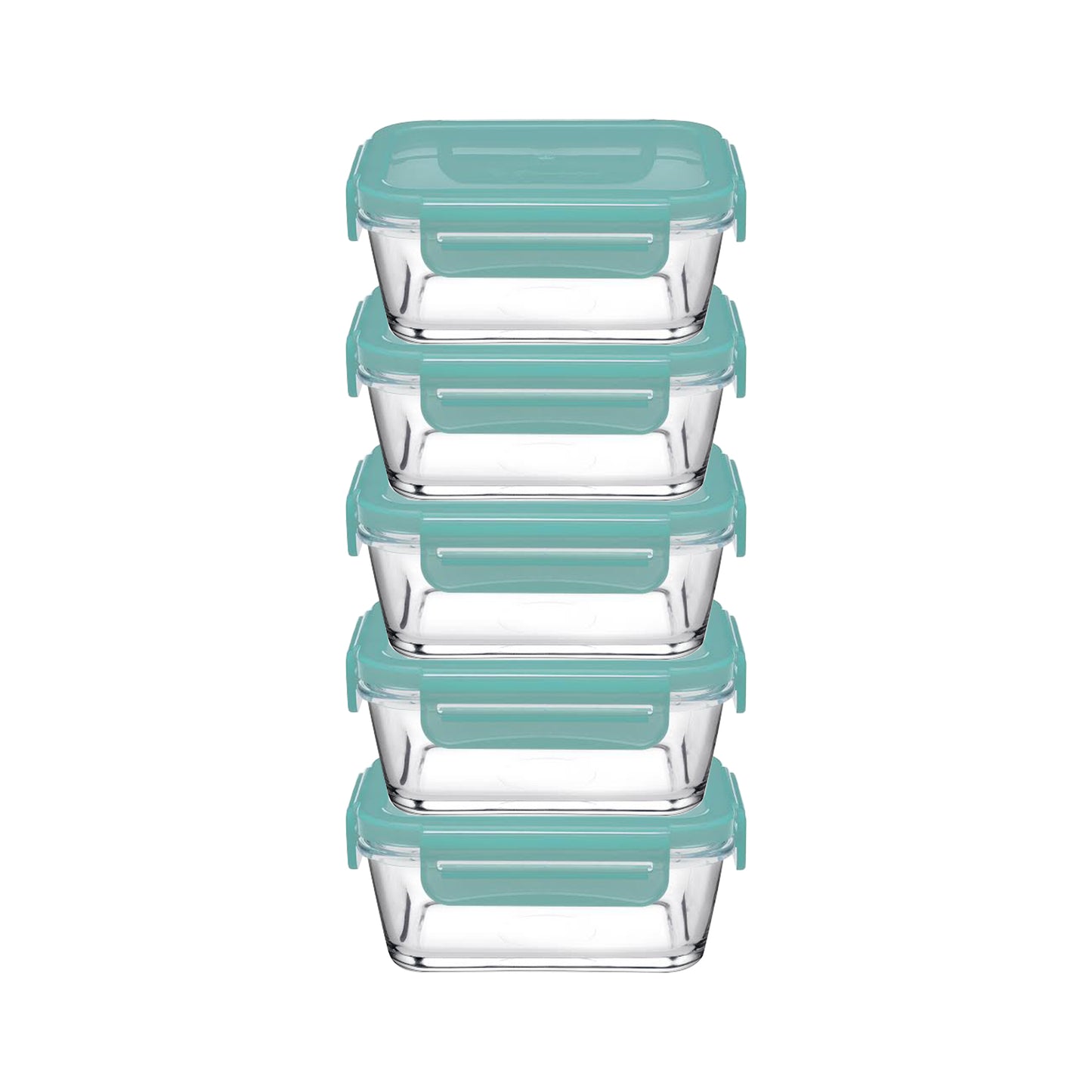 Pasabahce Snowbox 365ml Cliplock Storage Bowl Green Set of 5