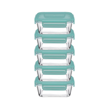 Pasabahce Snowbox 365ml Cliplock Storage Bowl Green Set of 5