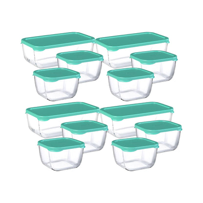 Pasabahce Snowbox 3 Piece Storage Container Set Green Set Of 4