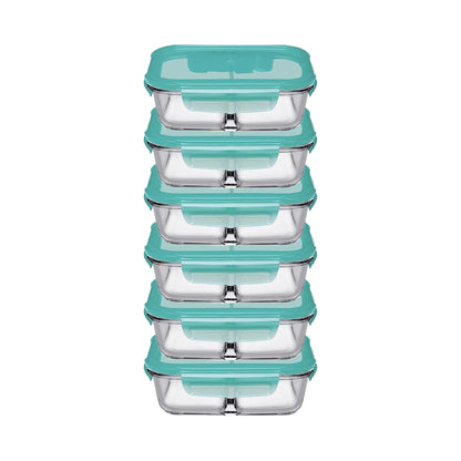 Pasabahce Snowbox 600ml 2 Division Cliplock Storage Bowl Green Set of 6