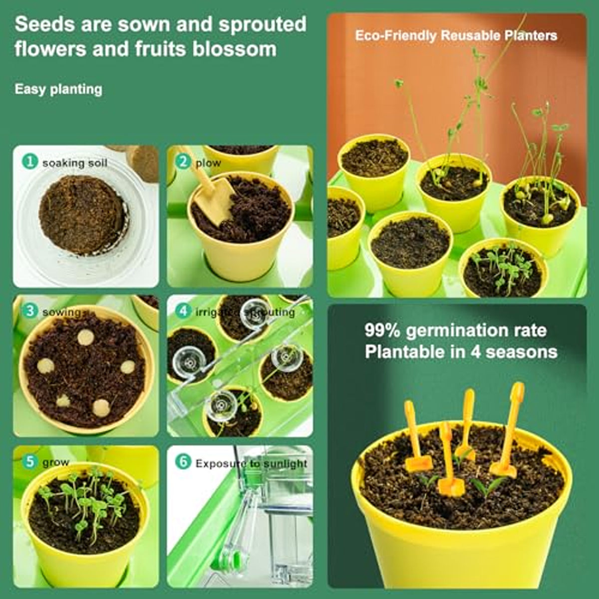 Planting Sunlight Room Greenhouse Kit Green
