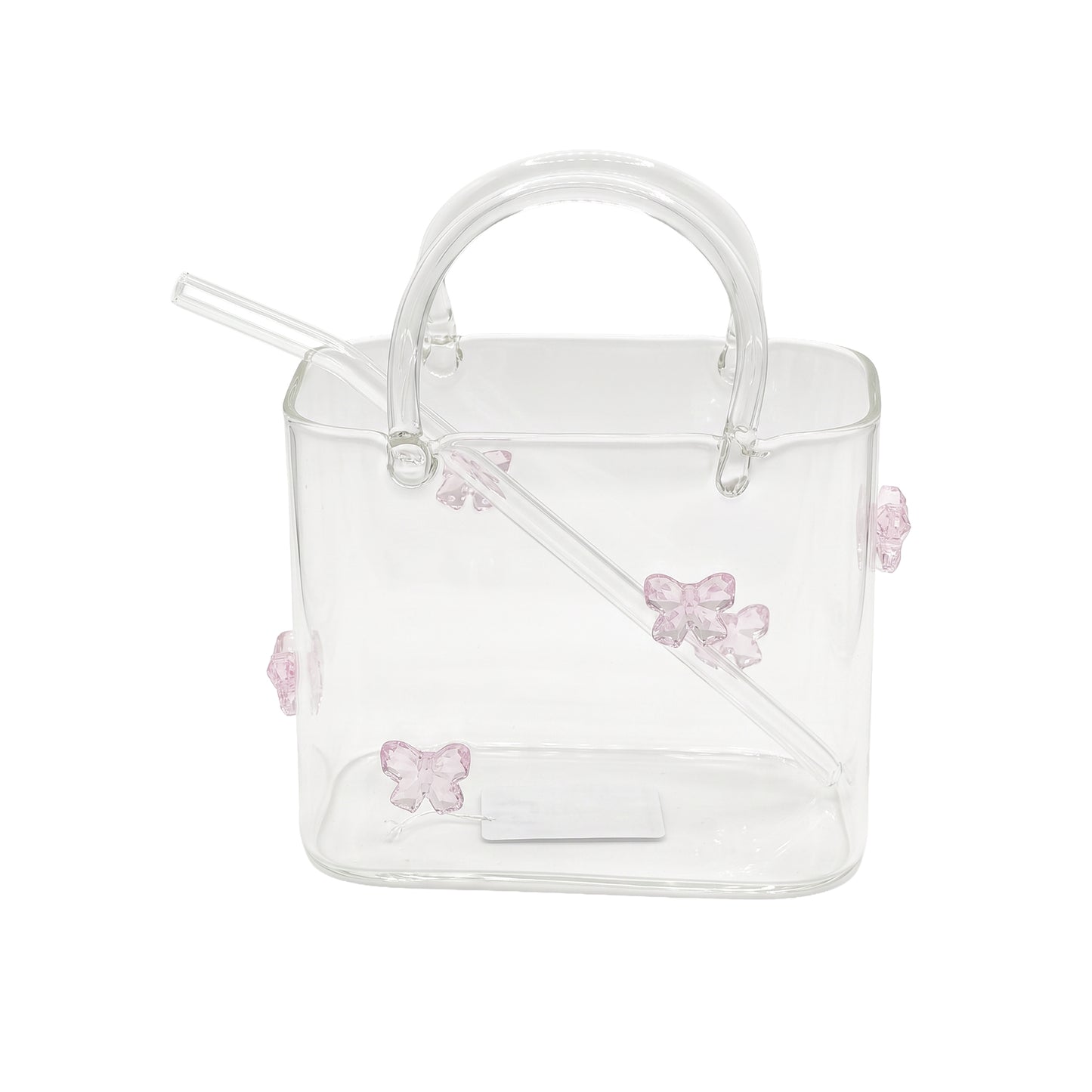 Purse Drinking Glass with Straw Clear