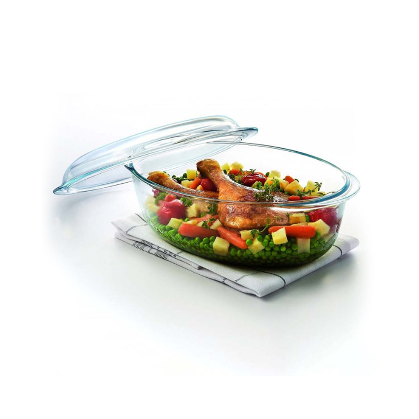 Pyrex Essentials 4Lt Glass Oval Casserole with Lid Clear