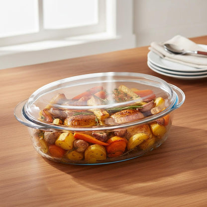 Pyrex Essentials 4Lt Glass Oval Casserole with Lid Clear