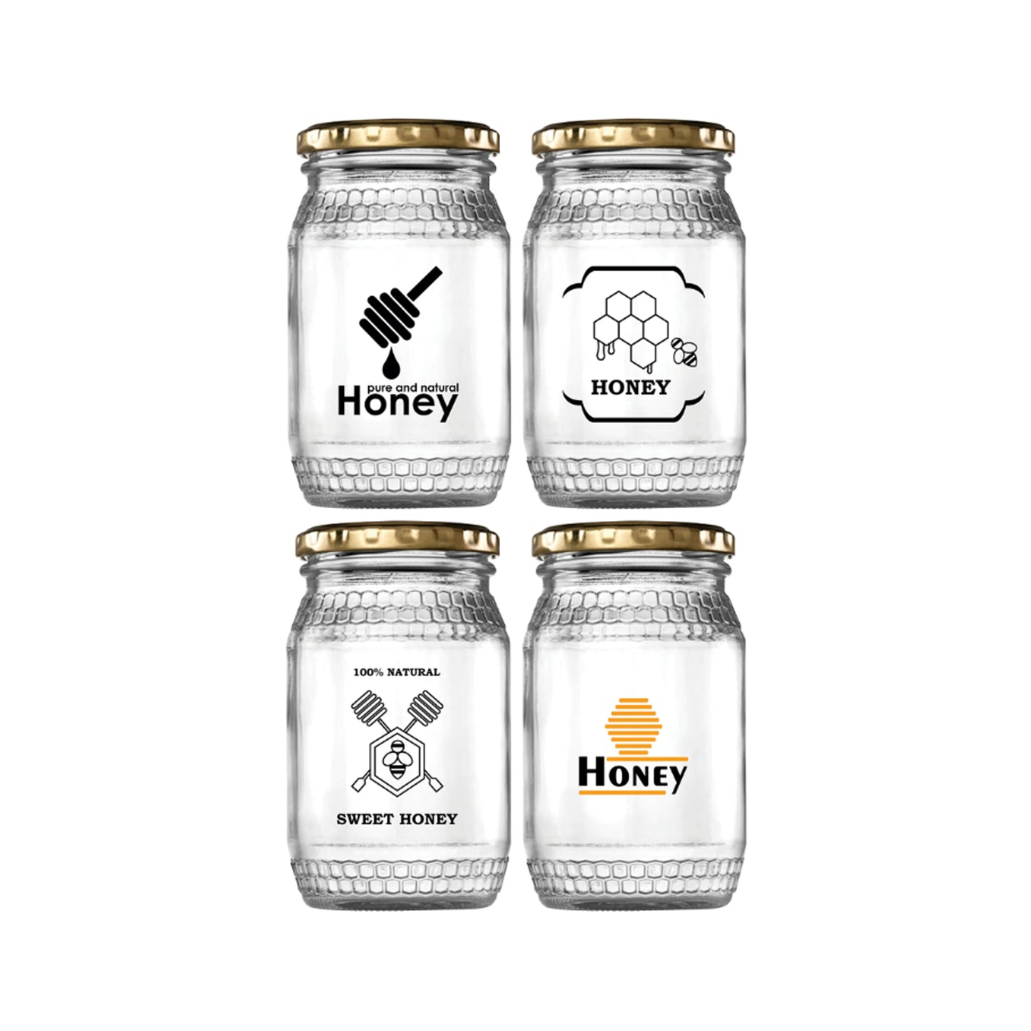 Regent 4 Piece Glass Honey Jar Set Clear