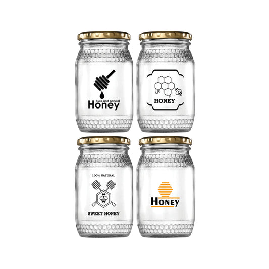 Regent 4 Piece Glass Honey Jar Set Clear