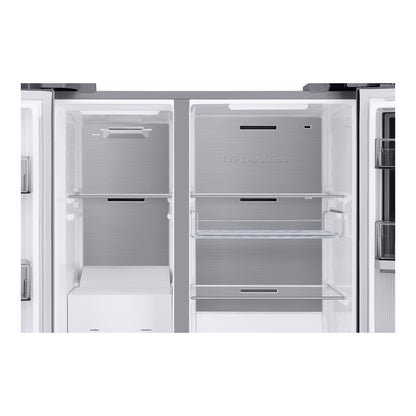 Samsung Food Showcase 595L Side by Side Fridge with Beverage Centre™- Clean Steel